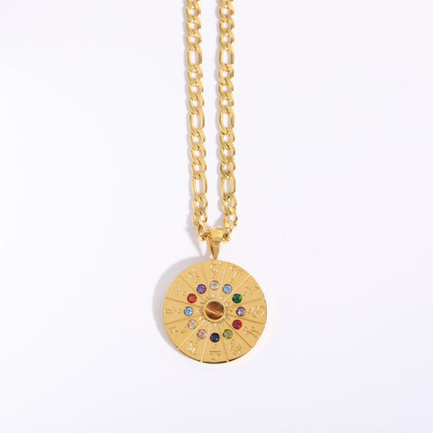 Mandala do Zodíaco - Colar Banhado a Ouro