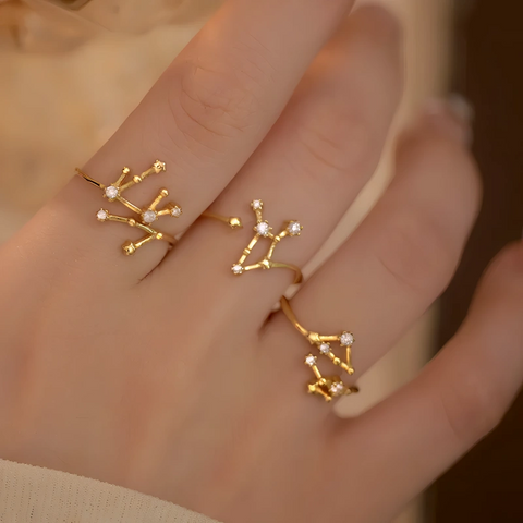Zodiac Ring – 18K Gold Plated Adjustable – Available in gold or silver