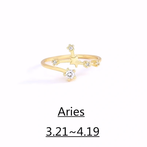 Zodiac Ring – 18K Gold Plated Adjustable – Available in gold or silver