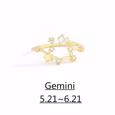 Zodiac Ring – 18K Gold Plated Adjustable – Available in gold or silver