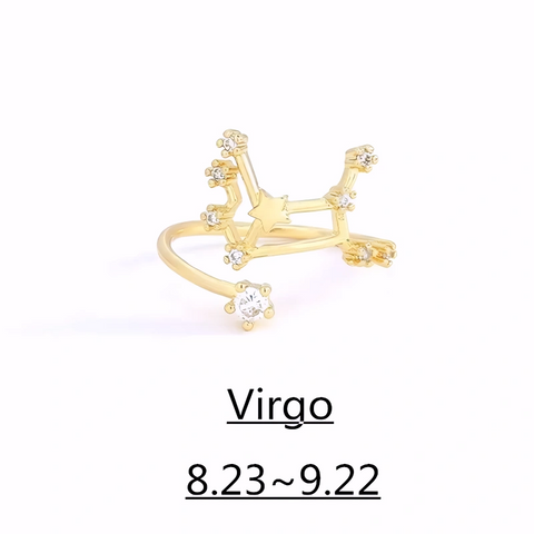 Zodiac Ring – 18K Gold Plated Adjustable – Available in gold or silver