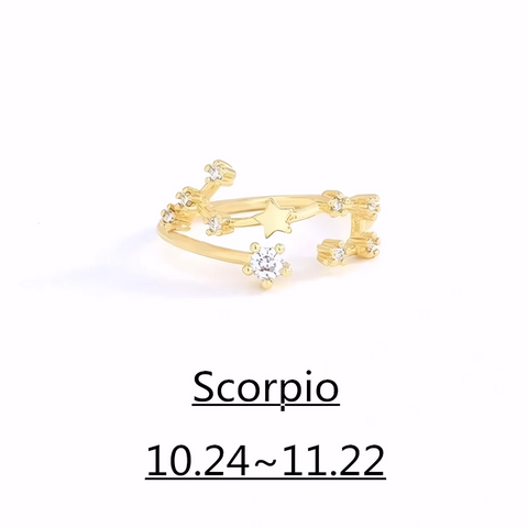 Zodiac Ring – 18K Gold Plated Adjustable – Available in gold or silver