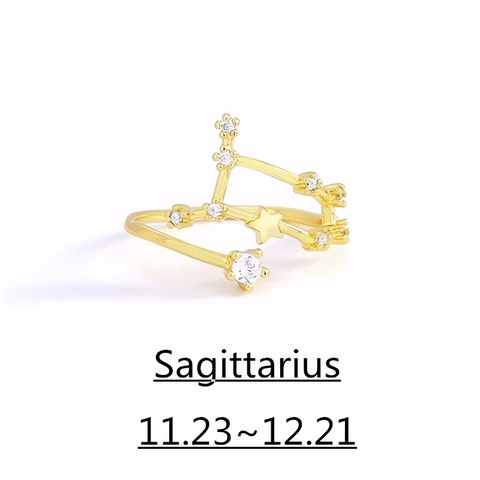 Zodiac Ring – 18K Gold Plated Adjustable – Available in gold or silver