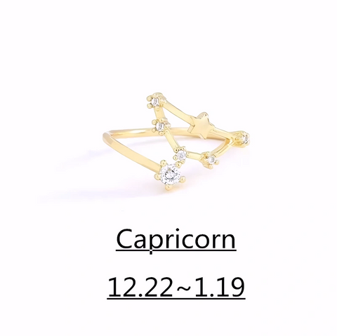 Zodiac Ring – 18K Gold Plated Adjustable – Available in gold or silver