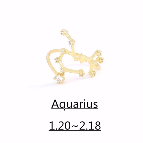 Zodiac Ring – 18K Gold Plated Adjustable – Available in gold or silver