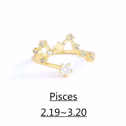 Zodiac Ring – 18K Gold Plated Adjustable – Available in gold or silver