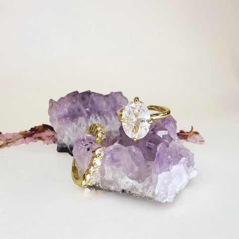 Set of 2 Adjustable Sparkling Rings.