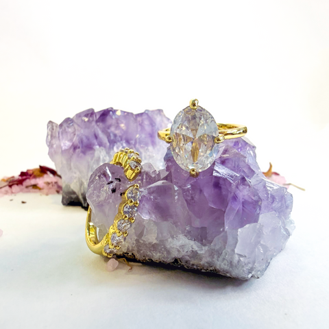 Set of 2 Adjustable Sparkling Rings.