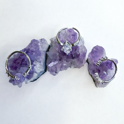 3-Piece Adjustable Sparkling Ring Set