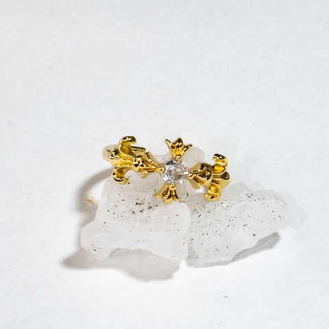 Inner Light Golden Cross Ring 18k Gold Plated Adjustable