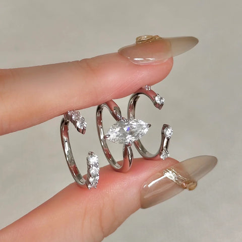 3-Piece Adjustable Sparkling Ring Set