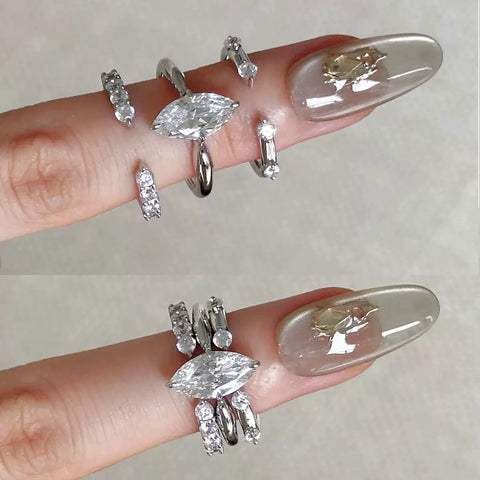 3-Piece Adjustable Sparkling Ring Set