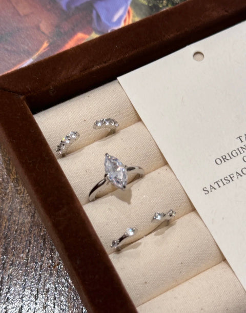 3-Piece Adjustable Sparkling Ring Set