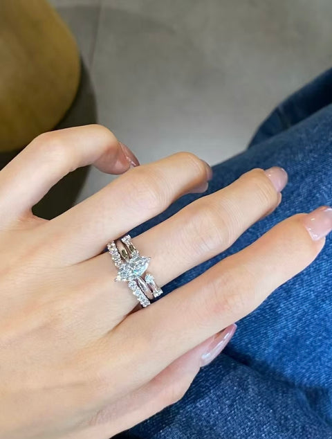 3-Piece Adjustable Sparkling Ring Set