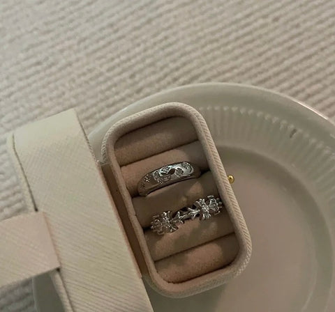 Anillo doble con cruz de estrella de estilo gótico ajustable