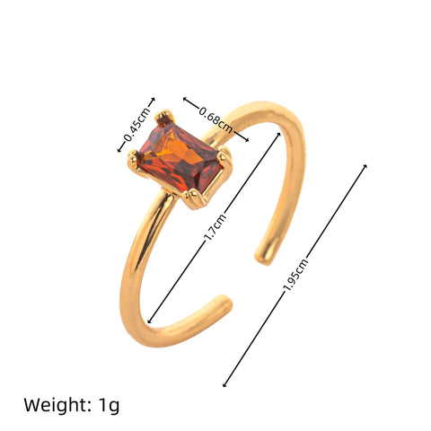 Elegant Adjustable 18K Gold Plated Birthstone Ring