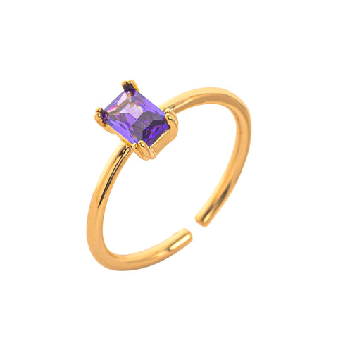 Elegant Adjustable 18K Gold Plated Birthstone Ring