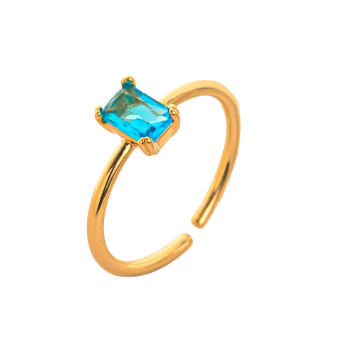 Elegant Adjustable 18K Gold Plated Birthstone Ring