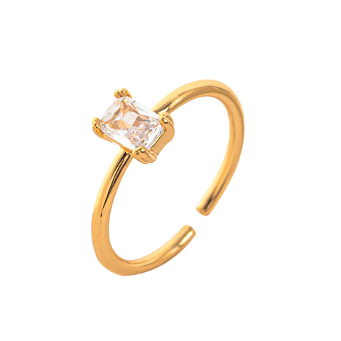 Elegant Adjustable 18K Gold Plated Birthstone Ring