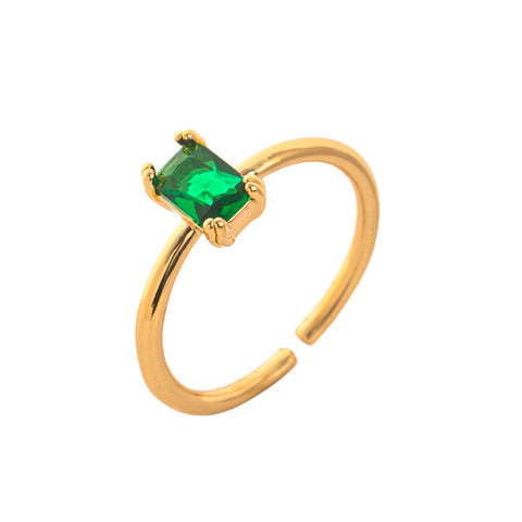 Elegant Adjustable 18K Gold Plated Birthstone Ring