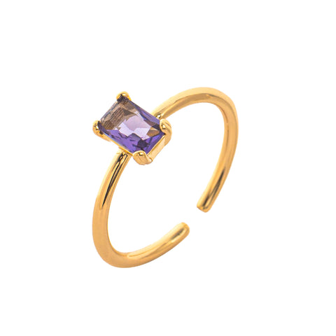 Elegant Adjustable 18K Gold Plated Birthstone Ring