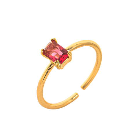 Elegant Adjustable 18K Gold Plated Birthstone Ring