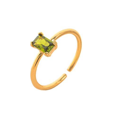 Elegant Adjustable 18K Gold Plated Birthstone Ring