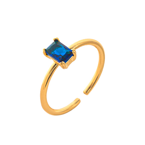Elegant Adjustable 18K Gold Plated Birthstone Ring