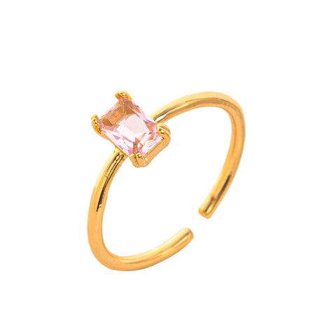 Elegant Adjustable 18K Gold Plated Birthstone Ring