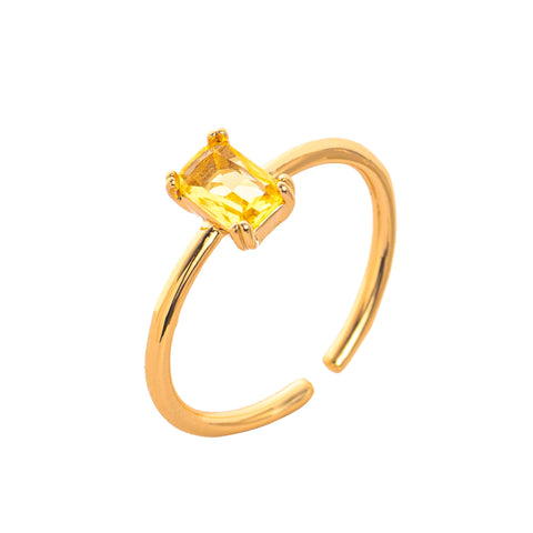 Elegant Adjustable 18K Gold Plated Birthstone Ring
