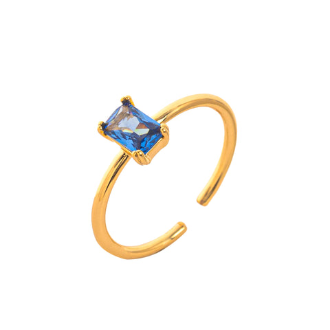 Elegant Adjustable 18K Gold Plated Birthstone Ring