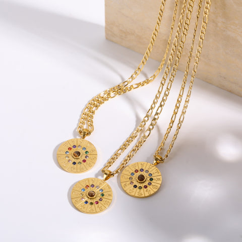 Mandala do Zodíaco - Colar Banhado a Ouro