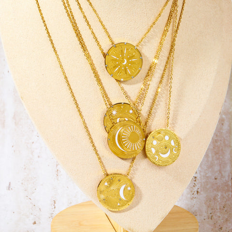 Colares Lua e Sol -  Banhado a Ouro