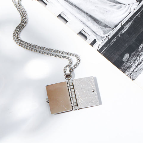 Words I Keep - Delicate Gold Plated Necklace in the Shape of a Book with Pages
