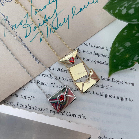 Love Letter - Gold Plated Reliquary Necklace - Gift for Lovers