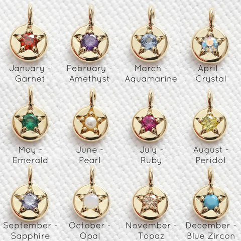Mi Estrella - Colgante de Signo del Zodiaco para collar y pulsera con piedras para cada mes (sin collar)