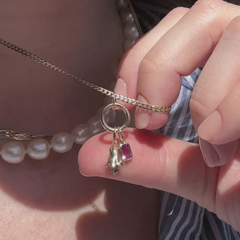 Gold Plated Flower Pendant with Mystical Stones (without necklace)