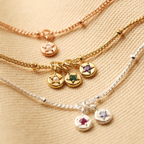 Mi Estrella - Colgante de Signo del Zodiaco para collar y pulsera con piedras para cada mes (sin collar)