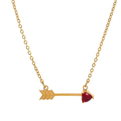 Arrow of Love (red) - Gold Plated Necklace
