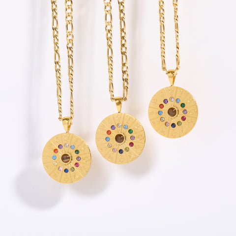 Mandala do Zodíaco - Colar Banhado a Ouro