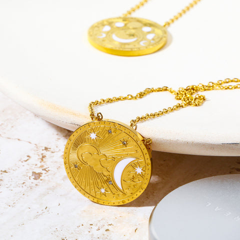 Colares Lua e Sol -  Banhado a Ouro