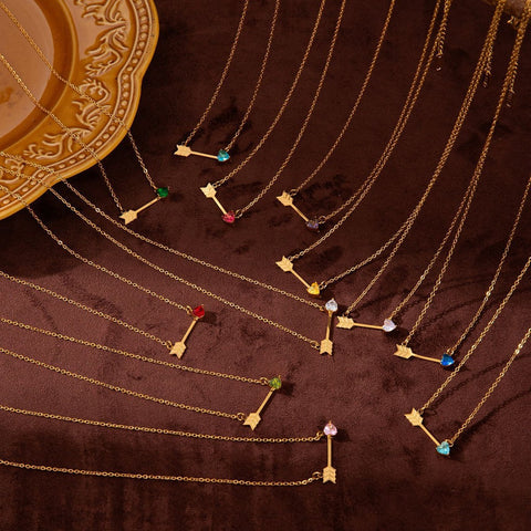 Arrow of Love (red) - Gold Plated Necklace