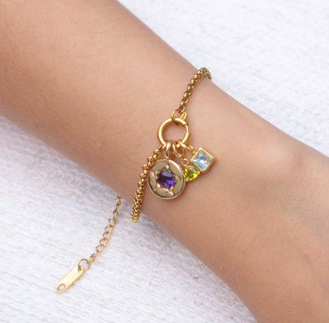 Pulsera con colgante de estrella y piedra de nacimiento | Compra personalizada