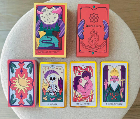 Baralho de tarô com caixa de presente e processo de estampagem a quente - 78 cartas