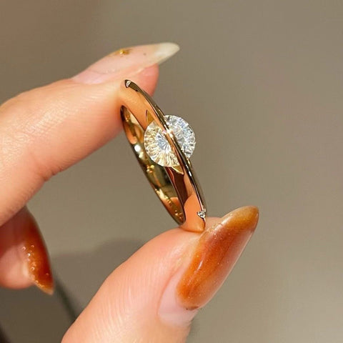 Anel Saturno banhado a ouro 18K Ajustável