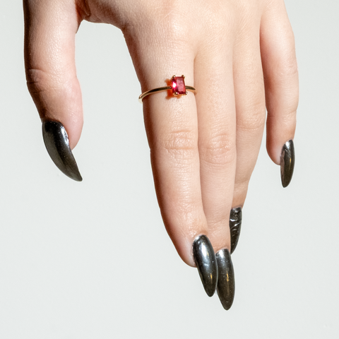 Elegant Adjustable 18K Gold Plated Birthstone Ring