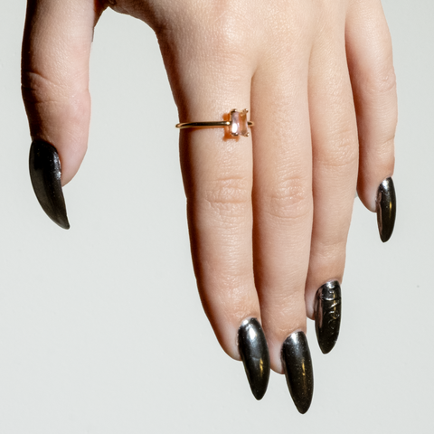 Elegant Adjustable 18K Gold Plated Birthstone Ring