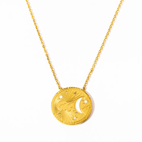 Colares Lua e Sol -  Banhado a Ouro