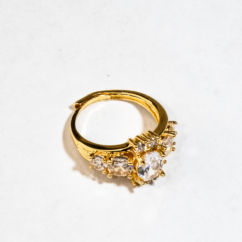 Anillo de cruz brillante ajustable chapado en oro de 18 quilates