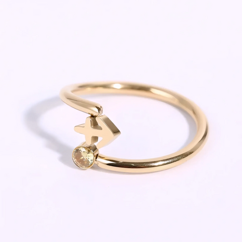Anillo de signo del zodiaco - Chapado en oro de 18 quilates ajustable